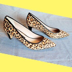 New French Connection Leather Leopard Print Pumps size 10